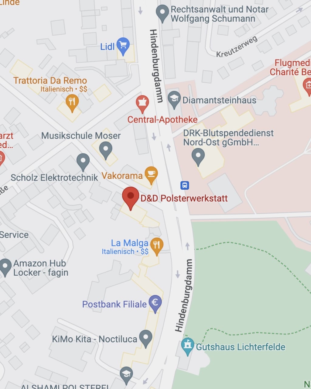 Lage der D&D Polsterwerkstatt